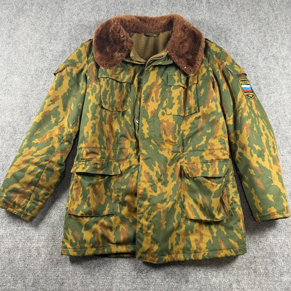 Russian Military VSR-93 Camo Winter Jacket Mens 52-6 XL Green Brown Insulated